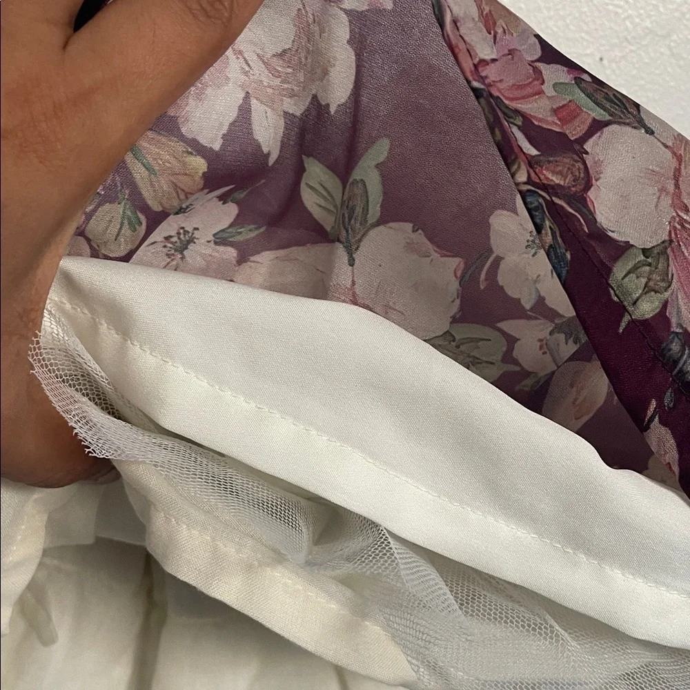 Baby girl 12 months Cream Lace Top with Floral Skirt